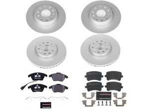 ES#4795517 - ESK7838 - Power Stop Euro-Stop Premium Front & Rear Brake Kit (312mm/286mm) - A premium OE-equivalent 4-wheel upgrade featuring ECE-R90 certified brake pads, genuine Geomet coated high-carbon smooth rotors, and an integrated front electronic wear sensor. - Power Stop - Volkswagen
