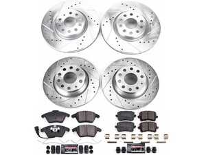 ES#3990418 - K7838 - Power Stop Z23 Evolution Sport Front & Rear Brake Kit (312mm/286mm) - A performance complete 4-wheel upgrade featuring precision cross-drilled & slotted rotors, low-dust carbon-fiber ceramic pads, and an integrated front electronic wear sensor. - Power Stop - Volkswagen