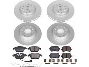 ES#3989302 - CRK7838 - Power Stop Z23 Evolution Sport Coated Front & Rear Brake Kit (312mm/286mm) - A premium 4-wheel upgrade package featuring high-carbon smooth Geomet coated performance rotors, low-dust carbon-fiber ceramic pads, and an integrated front electronic wear sensor. - Power Stop - Volkswagen