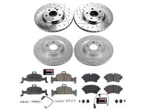 ES#4798170 - K8053 - Power Stop Z23 Evolution Sport Front & Rear Brake Kit (338mm/330mm) - A performance complete 4-wheel upgrade featuring precision cross-drilled & slotted rotors, low-dust carbon-fiber ceramic pads, and integrated front & rear electronic wear sensors. - Power Stop - Audi