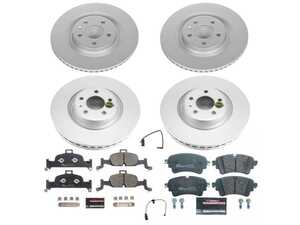 ES#4795539 - ESK8053 - Power Stop Euro-Stop Premium Front & Rear Brake Kit (338mm/330mm) - A premium OE-equivalent 4-wheel upgrade featuring ECE-R90 certified brake pads, genuine Geomet coated high-carbon smooth rotors, and integrated front & rear electronic wear sensors. - Power Stop - Audi