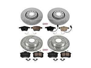 ES#3157888 - K893 - Power Stop Z23 Evolution Sport Front & Rear Brake Kit (320mm/255mm) - A performance complete 4-wheel upgrade featuring precision cross-drilled & slotted rotors, low-dust carbon-fiber ceramic pads, and integrated front electronic wear sensors. - Power Stop - Audi