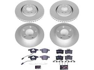 ES#3145707 - ESK893 - Power Stop Euro-Stop Premium Front & Rear Brake Kit (320mm/255mm) - A premium OE-equivalent 4-wheel upgrade featuring ECE-R90 certified brake pads, genuine Geomet coated high-carbon smooth rotors, and integrated front electronic wear sensors. - Power Stop - Audi