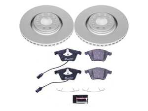 ES#3145706 - ESK891 - Power Stop Euro-Stop Premium Front Brake Kit (320mm) - A premium OE-equivalent front axle upgrade featuring ECE-R90 certified brake pads, genuine Geomet coated high-carbon smooth rotors, and integrated front electronic wear sensors. - Power Stop - Audi