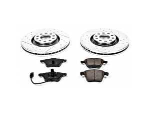 ES#3157886 - K891 - Power Stop Z23 Evolution Sport Front Brake Kit (320mm) - A performance front axle upgrade featuring precision cross-drilled & slotted rotors, low-dust carbon-fiber ceramic pads, and integrated electronic wear sensors. - Power Stop - Audi