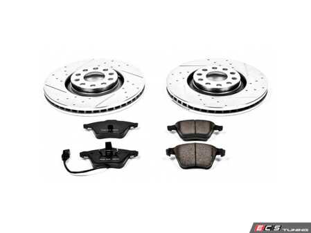 ES#3157886 - K891 - Power Stop Z23 Evolution Sport Front Brake Kit (320mm) - A performance front axle upgrade featuring precision cross-drilled & slotted rotors, low-dust carbon-fiber ceramic pads, and integrated electronic wear sensors. - Power Stop - Audi