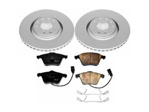 ES#3989350 - CRK891 - Power Stop Z23 Evolution Sport Coated Front Brake Kit (320mm) - A premium front axle upgrade package featuring high-carbon smooth Geomet coated performance rotors, low-dust carbon-fiber ceramic pads, and integrated electronic wear sensors. - Power Stop - Audi
