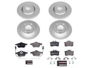 ES#4795523 - ESK7919 - Power Stop Euro-Stop Premium Front & Rear Brake Kit (312mm/245mm) - A premium OE-equivalent 4-wheel upgrade featuring ECE-R90 certified brake pads, genuine Geomet coated high-carbon smooth rotors, and integrated front electronic wear sensors. - Power Stop - Audi
