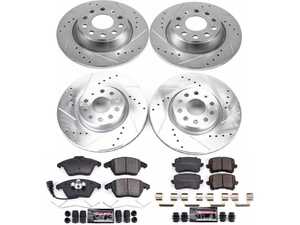 ES#3990415 - K7836 - Power Stop Z23 Evolution Sport Front & Rear Brake Kit (312mm/282mm) - A performance complete 4-wheel upgrade featuring precision cross-drilled & slotted rotors, low-dust carbon-fiber ceramic pads, and an integrated front electronic wear sensor. - Power Stop - Volkswagen
