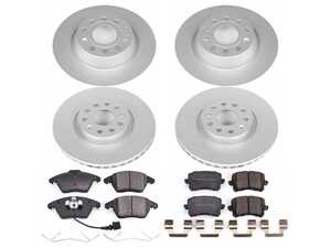 ES#3989300 - CRK7836 - Power Stop Z23 Evolution Sport Coated Front & Rear Brake Kit (312mm/282mm) - A premium 4-wheel upgrade package featuring high-carbon smooth Geomet coated performance rotors, low-dust carbon-fiber ceramic pads, and integrated electronic wear sensors. - Power Stop - Volkswagen