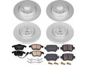 ES#3989270 - CRK7537 - Power Stop Z23 Evolution Sport Coated Front & Rear Brake Kit (312mm/300mm) - A premium 4-wheel upgrade package featuring high-carbon smooth Geomet coated performance rotors, low-dust carbon-fiber ceramic pads, and an integrated front electronic wear sensor. - Power Stop - Audi