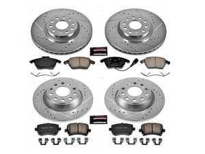 ES#3990015 - K5798 - Power Stop Z23 Evolution Sport Front & Rear Brake Kit (312mm/282mm) - A performance complete 4-wheel upgrade featuring precision cross-drilled & slotted rotors, low-dust carbon-fiber ceramic pads, and an integrated front electronic wear sensor. - Power Stop - Volkswagen