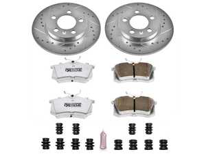 ES#3989882 - K3093-26 - Power Stop Z26 Extreme Street Warrior Rear Brake Kit (239mm) - A direct-fit upgrade with drilled & slotted zinc-plated rotors and extreme-performance carbon-fiber ceramic pads. - Power Stop - Audi