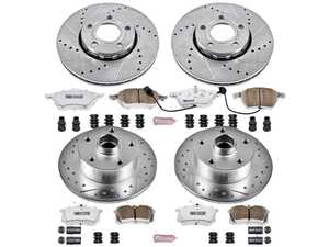 ES#3989865 - K2825-26 - Power Stop Z26 Extreme Street Warrior Front & Rear Brake Kit (288mm/245mm) - A direct-fit upgrade with drilled & slotted zinc-plated rotors and extreme-performance carbon-fiber ceramic pads. - Power Stop - Audi