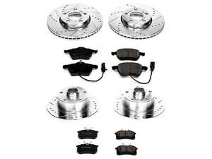 ES#3156665 - K2825 - Power Stop Z23 Evolution Sport Front & Rear Brake Kit (288mm/245mm) - A direct-fit upgrade with drilled & slotted zinc-plated rotors and low-dust carbon-fiber ceramic pads. - Power Stop - Audi