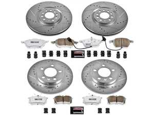 ES#3989863 - K2795-26 - Power Stop Z26 Extreme Street Warrior Front & Rear Brake Kit (312mm/239mm) - A direct-fit upgrade with drilled & slotted zinc-plated rotors and extreme-performance carbon-fiber ceramic pads. - Power Stop - Audi