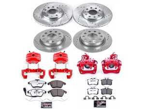 ES#4799917 - KC5749-26 - Z26 Street Warrior Front & Rear Brake Kit With Calipers (288mm/255mm) - Elevate your vehicle's stopping power, heat resistance, and street presence with a complete 4-wheel performance brake overhaul - Power Stop - Audi Volkswagen
