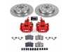 ES#4799898 - KC5671A - Power Stop Z23 Evolution Sport Rear Brake Kit with Calipers (255mm) - A direct-fit upgrade with drilled & slotted zinc-plated rotors, red powder-coated calipers, and low-dust carbon-fiber ceramic pads. - Power Stop - Audi Volkswagen