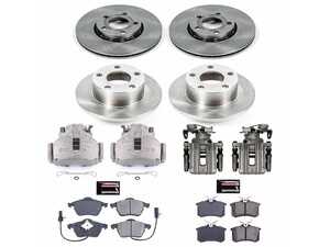 ES#4801672 - KC0E532 - Autospecialty OE Replacement Front & Rear Brake Kit w/ Calipers (288mm/245mm) - A complete front and rear daily driver replacement brake kit featuring OE-style smooth rotors, Z17 Evolution low-dust ceramic brake pads, remanufactured OE replacement calipers, and all essential hardware for a comprehensive 4-wheel brake overhaul. - Power Stop - Audi