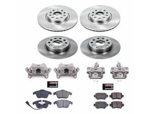 ES#4802247 - KC0E7501 - Power Stop Autospecialty OE Replacement Front & Rear Brake Kit with Calipers (312mm/272mm) - A complete 4-wheel direct-fit stock replacement with plain rotors, low-dust ceramic pads, and remanufactured OE-style calipers. - Power Stop - Volkswagen