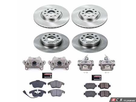 ES#4802247 - KC0E7501 - Power Stop Autospecialty OE Replacement Front & Rear Brake Kit with Calipers (312mm/272mm) - A complete 4-wheel direct-fit stock replacement with plain rotors, low-dust ceramic pads, and remanufactured OE-style calipers. - Power Stop - Volkswagen