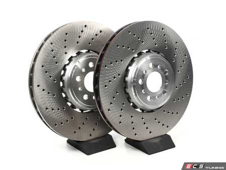 ES#5411628 - F90M5FARPKT - Front Brake Rotors - Pair (395x36) - Featuring SHW Performance cross-drilled rotors - SHW Performance - BMW