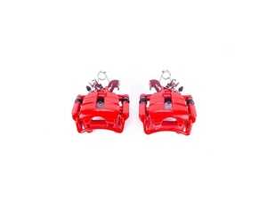 ES#4805011 - S3252 - Rear Performance Brake Caliper - Pair - Direct-bolt-on rear brake calipers featuring an electrostatic high-temperature red powder-coated finish for superior rust and corrosion resistance. Includes integrated mechanical parking brake assemblies - Power Stop - Audi Volkswagen