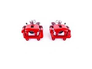 ES#4805028 - S3414 - Rear Performance Brake Caliper - Pair - Direct-bolt-on rear brake calipers featuring an electrostatic high-temperature red powder-coated finish for superior rust and corrosion resistance. Includes integrated mechanical parking brake assemblies. - Power Stop - Audi