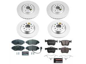 ES#4795551 - ESK8168 - Power Stop Euro-Stop Front & Rear Brake Kit (340mm/300mm) - A direct-fit OE-equivalent replacement with GEOMET coated plain rotors and ECE-R90 certified brake pads. - Power Stop - Audi Volkswagen
