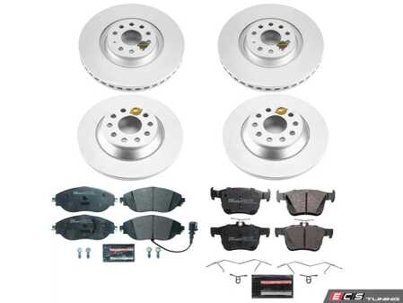 ES#4795551 - ESK8168 - Power Stop Euro-Stop Front & Rear Brake Kit (340mm/300mm) - A direct-fit OE-equivalent replacement with GEOMET coated plain rotors and ECE-R90 certified brake pads. - Power Stop - Audi Volkswagen