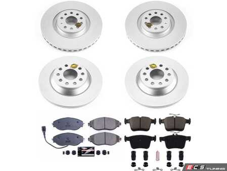 ES#4794648 - CRK8168 - Power Stop Z23 Evolution Sport Front & Rear Brake Kit (340mm/300mm) - A direct-fit upgrade with GEOMET coated plain rotors and low-dust carbon-fiber ceramic pads. - Power Stop - Audi Volkswagen