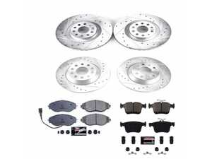 ES#4798197 - K8168 - Power Stop Z23 Evolution Sport Front & Rear Brake Kit (340mm/300mm) - A direct-fit performance upgrade with drilled & slotted zinc-plated rotors and low-dust carbon-fiber ceramic pads. - Power Stop - Audi Volkswagen
