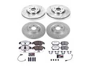 ES#4798538 - K8883-26 - Power Stop Z26 Street Warrior Front & Rear Brake Kit (320mm/330mm) - A direct-fit performance upgrade with drilled & slotted zinc-plated rotors and extreme-performance carbon-fiber ceramic pads. - Power Stop - Audi