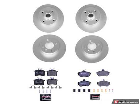 ES#4795329 - ESK376 - Power Stop Euro-Stop Front & Rear Brake Kit (256mm/226mm) - A direct-fit OE-equivalent replacement with GEOMET coated plain rotors and ECE-R90 certified brake pads. - Power Stop - Volkswagen