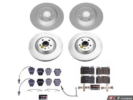 ES#4795459 - ESK7096 - Power Stop Euro-Stop Front & Rear Brake Kit (320mm/300mm) - A direct-fit OE-equivalent replacement with GEOMET coated plain rotors and ECE-R90 certified brake pads. - Power Stop - Audi