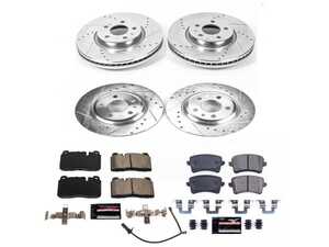 ES#4797826 - K7096 - Power Stop Z23 Evolution Sport Front & Rear Brake Kit (320mm/300mm) - A direct-fit performance upgrade with drilled & slotted zinc-plated rotors and low-dust carbon-fiber ceramic pads. - Power Stop - Audi