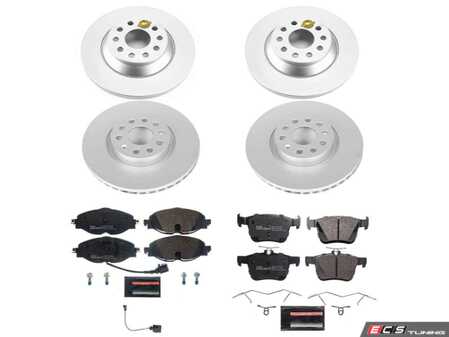 ES#4795478 - ESK7278 - Power Stop Euro-Stop Front & Rear Brake Kit (312mm/300mm) - A direct-fit OE-equivalent replacement with GEOMET coated plain rotors and ECE-R90 certified brake pads. - Power Stop - Audi