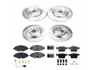 ES#3990289 - K7278 - Power Stop Z23 Evolution Sport Front & Rear Brake Kit (312mm/300mm) - A direct-fit performance upgrade with drilled & slotted zinc-plated rotors and low-dust carbon-fiber ceramic pads. - Power Stop - Audi