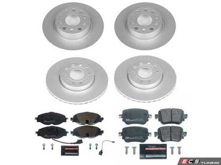 ES#4795561 - ESK8363 - Power Stop Euro-Stop Front & Rear Brake Kit (288mm/272mm) - A direct-fit OE-equivalent replacement with GEOMET coated plain rotors and ECE-R90 certified brake pads. - Power Stop - Volkswagen