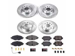 ES#4798297 - K8363 - Power Stop Z23 Evolution Sport Front & Rear Brake Kit (288mm/272mm) - A direct-fit performance upgrade with drilled & slotted zinc-plated rotors and low-dust carbon-fiber ceramic pads. - Power Stop - Volkswagen