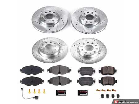 ES#4798297 - K8363 - Power Stop Z23 Evolution Sport Front & Rear Brake Kit (288mm/272mm) - A direct-fit performance upgrade with drilled & slotted zinc-plated rotors and low-dust carbon-fiber ceramic pads. - Power Stop - Volkswagen