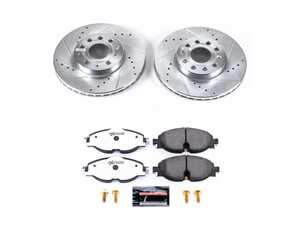 ES#3990253 - K7080-26 - Power Stop Z26 Street Warrior Front Brake Kit (288mm) - A direct-fit performance upgrade with drilled & slotted zinc-plated rotors and extreme-performance carbon-fiber ceramic pads. - Power Stop - Audi Volkswagen