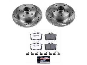 ES#3989879 - K3064-26 - Power Stop Z26 Extreme Street Warrior Rear Brake Kit (256mm - A direct-fit upgrade with drilled & slotted zinc-plated rotors and extreme-performance carbon-fiber ceramic pads. - Power Stop - Audi