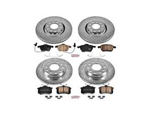 ES#3156635 - K2777 - Power Stop Z23 Evolution Sport Front & Rear Brake Kit (312mm/255mm) - A direct-fit upgrade with drilled & slotted zinc-plated rotors and low-dust carbon-fiber ceramic pads. - Power Stop - Audi