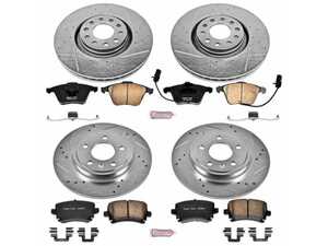 ES#3156869 - K4065 - Power Stop Z23 Evolution Sport Front & Rear Brake Kit (320mm/288mm) - A direct-fit upgrade with drilled & slotted zinc-plated rotors and low-dust carbon-fiber ceramic pads. - Power Stop - Audi