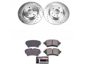 ES#3990449 - K8091 - Power Stop Z23 Evolution Sport Rear Brake Kit (300mm) - A direct-fit performance upgrade with drilled & slotted zinc-plated rotors and low-dust carbon-fiber ceramic pads. - Power Stop - Audi