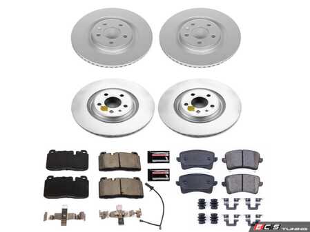 ES#4794309 - CRK7097 - Power Stop Z23 Evolution Sport Front & Rear Brake Kit (345mm/330mm) - A direct-fit upgrade with GEOMET coated plain rotors and low-dust carbon-fiber ceramic pads. - Power Stop - Audi