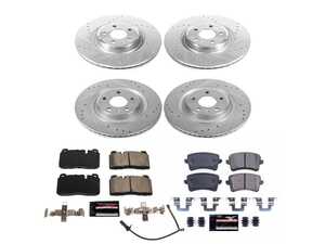 ES#4797827 - K7097 - Power Stop Z23 Evolution Sport Front & Rear Brake Kit (345mm/330mm) - A direct-fit performance upgrade with drilled & slotted zinc-plated rotors and low-dust carbon-fiber ceramic pads. - Power Stop - Audi