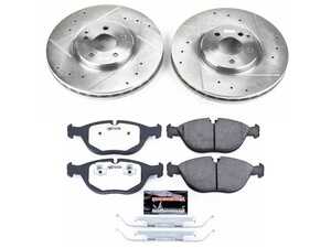 ES#3989938 - K5118-26 - Power Stop Z26 Extreme Street Warrior Front Brake Kit (330mm) - An ultra-high-performance front axle upgrade package featuring precision cross-drilled & slotted zinc-plated vented rotors, extreme-duty Z26 carbon-fiber ceramic formula pads, and premium electronic wear sensors. - Power Stop - Mercedes Benz