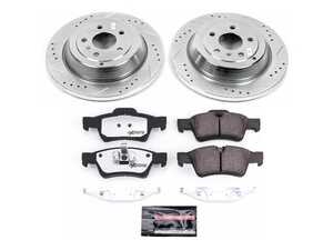 ES#3990190 - K6712-26 - Power Stop Z26 Extreme Street Warrior Rear Brake Kit (330mm) - A premium rear-axle performance upgrade package featuring precision cross-drilled & slotted zinc-plated rotors, extreme-duty carbon-fiber ceramic pads, and a replacement electronic wear sensor. - Power Stop - Mercedes Benz